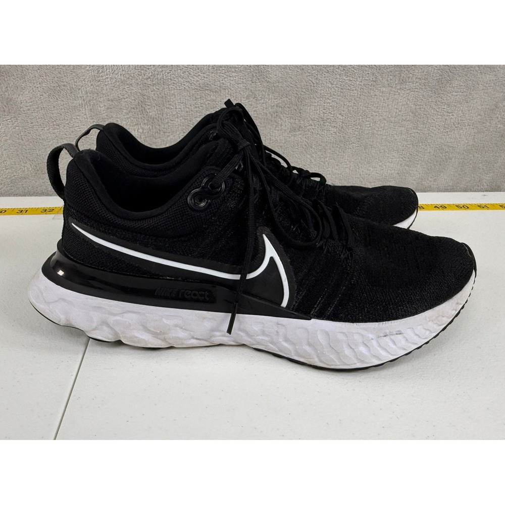 Nike React Infinity Run Flyknit Men Size 10 Black White Running Shoes Marathon